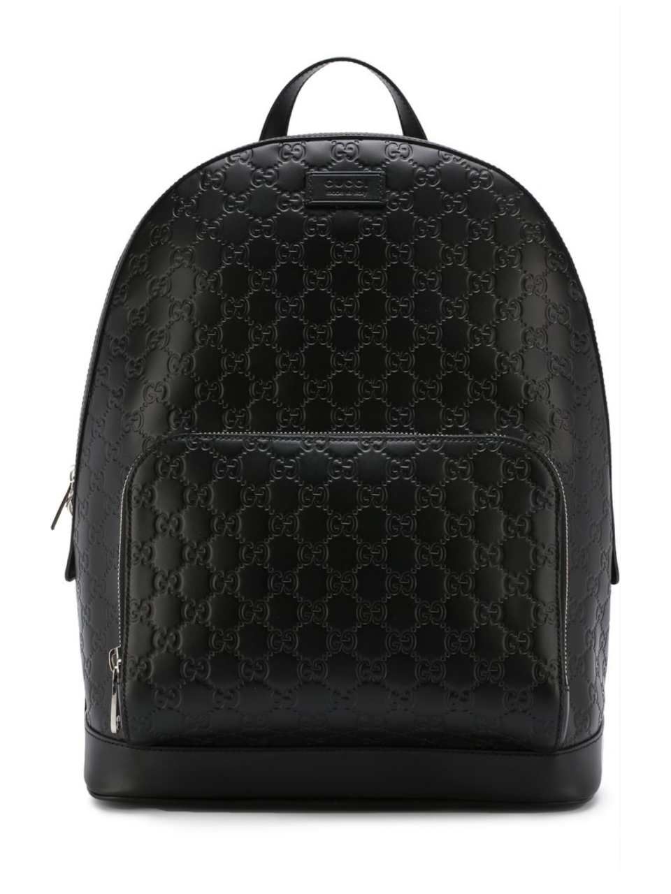 Кожаный рюкзак с тиснением Signature и внешним карманом Gucci